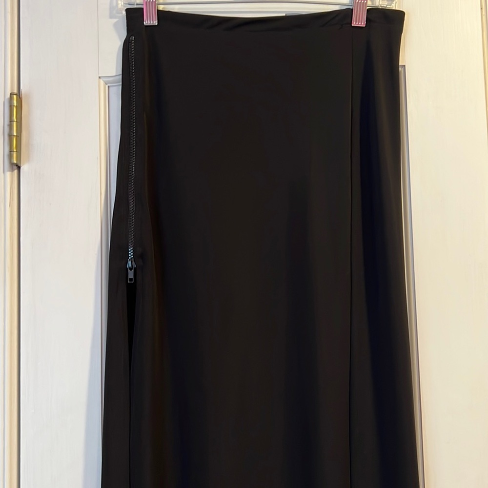 Black maxi skirt with black zipper to long slit - size small